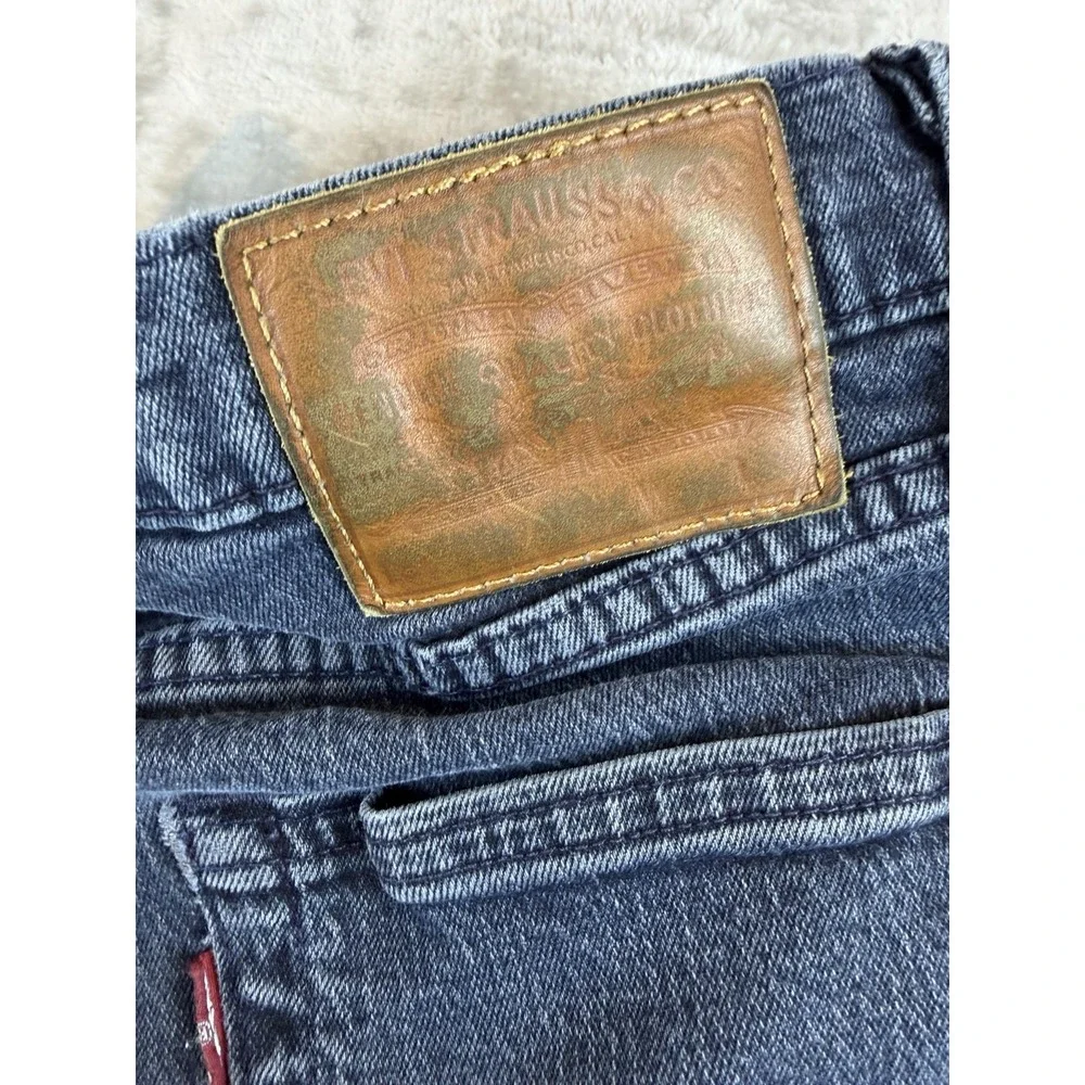 Levis Premium 513 Jeans Mens 31x30 Blue Slim Fit Straight Stretch Dark Wash BigE